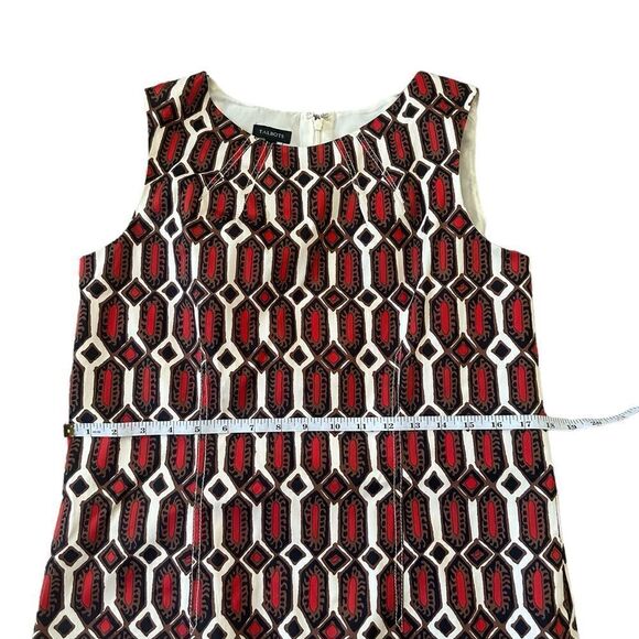 Talbots Red, Black & White Abstract Geometric Print Sleeveless Dress Size 8 - Picture 4 of 8